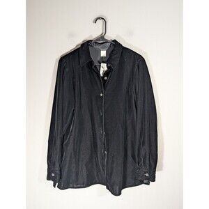 J. Crew Black Velvet Blouse Womens Sz M Petite Business Casual Workwear Gothic
